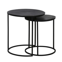 SIDE TABLE TLC METAL ANTIQUE SET OF 2 - CAFE, SIDE TABLES